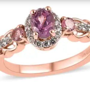 Narsipatnam Purple Spinel/Pink Tourmaline in VRG Over Sterling Silver Ring